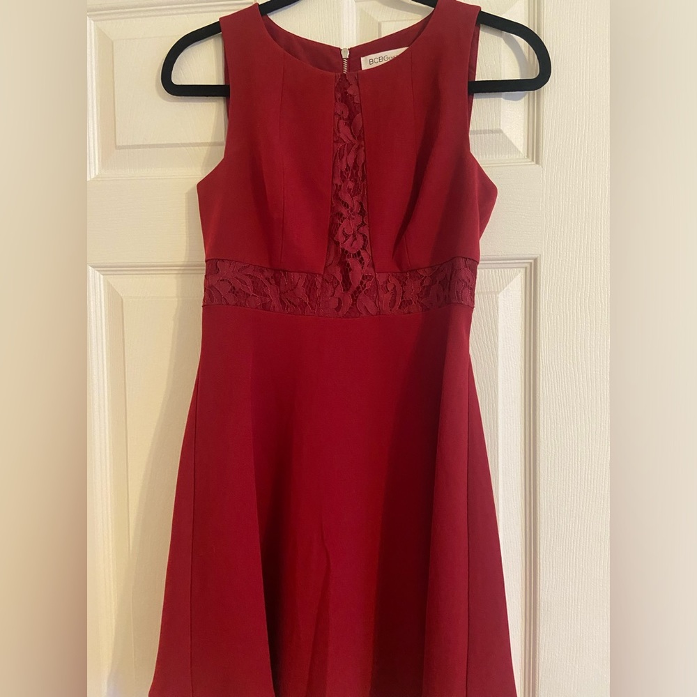 BCBGeneration burgundy fit and flare mini dress